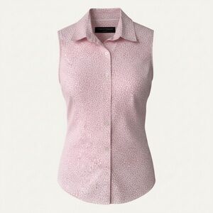 Banana Republic Pink White Polka Dot Sleeveless Button-Up Shirt Size 4P